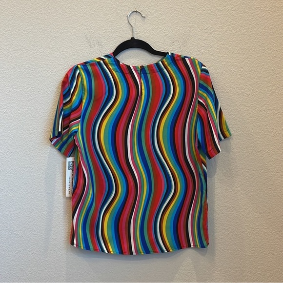 Vintage 80’s NWT Deadsock Renaissance Wavy Rainbow Stripe Top Size Small - Picture 8 of 8